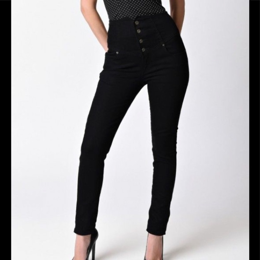 Miss Rockwell DeVil black jeans rockabilly pinup
